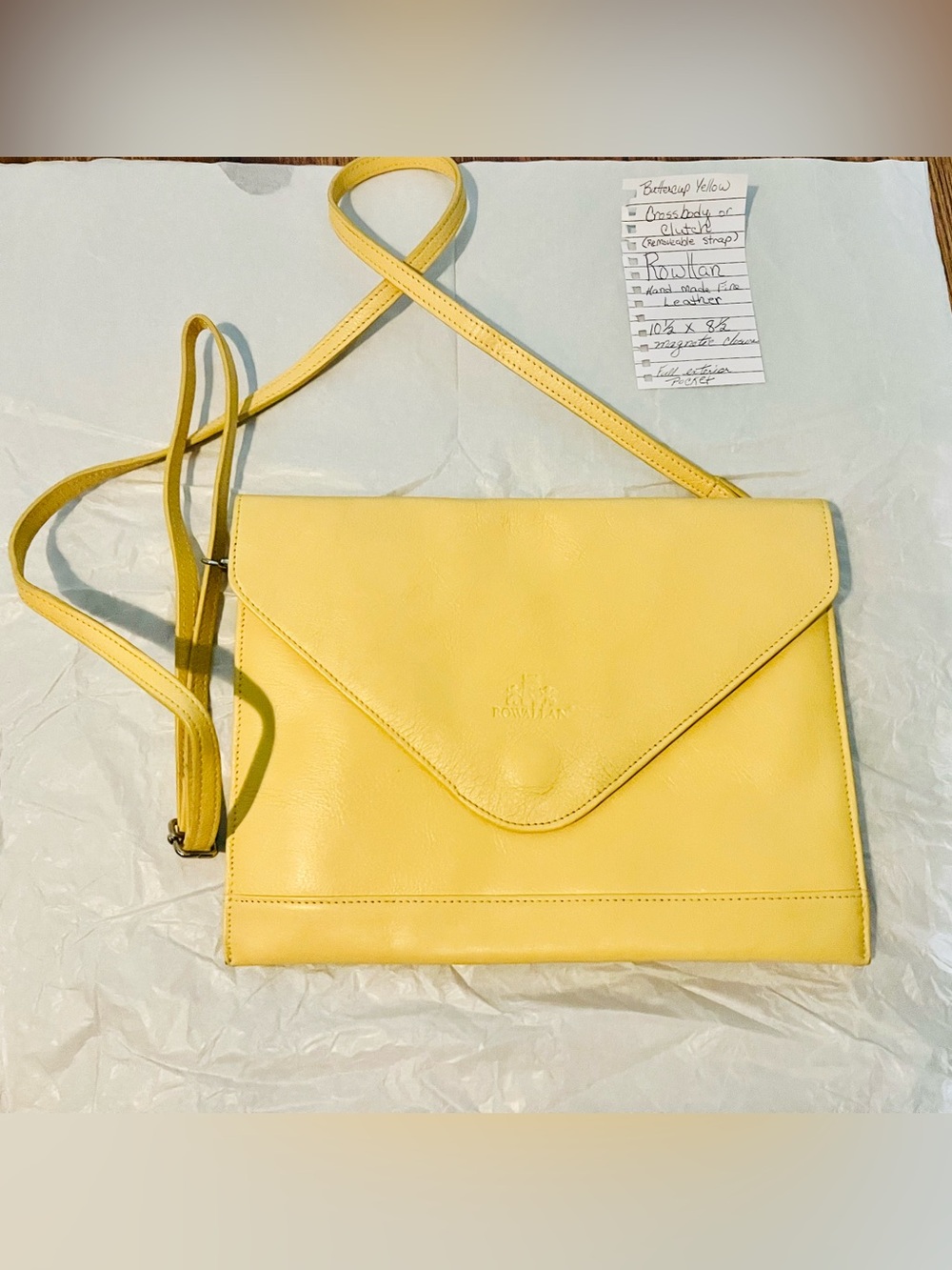 Rowallan Buttercup Yellow Leather Envelope Crossbody
